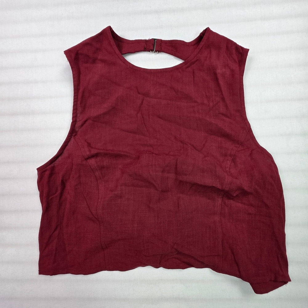 Halara Burgundy Red Sleeveless Open Back Tie Waist Crop Top Large